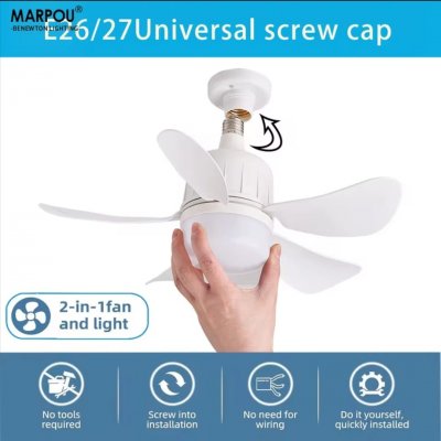 Inda Télécommande Ventilateur De Plafond Ampoule LED 30W AC85-265V Dimmable Muet Injuste Vent Décor À La Maison Chambre Salon Cuisine