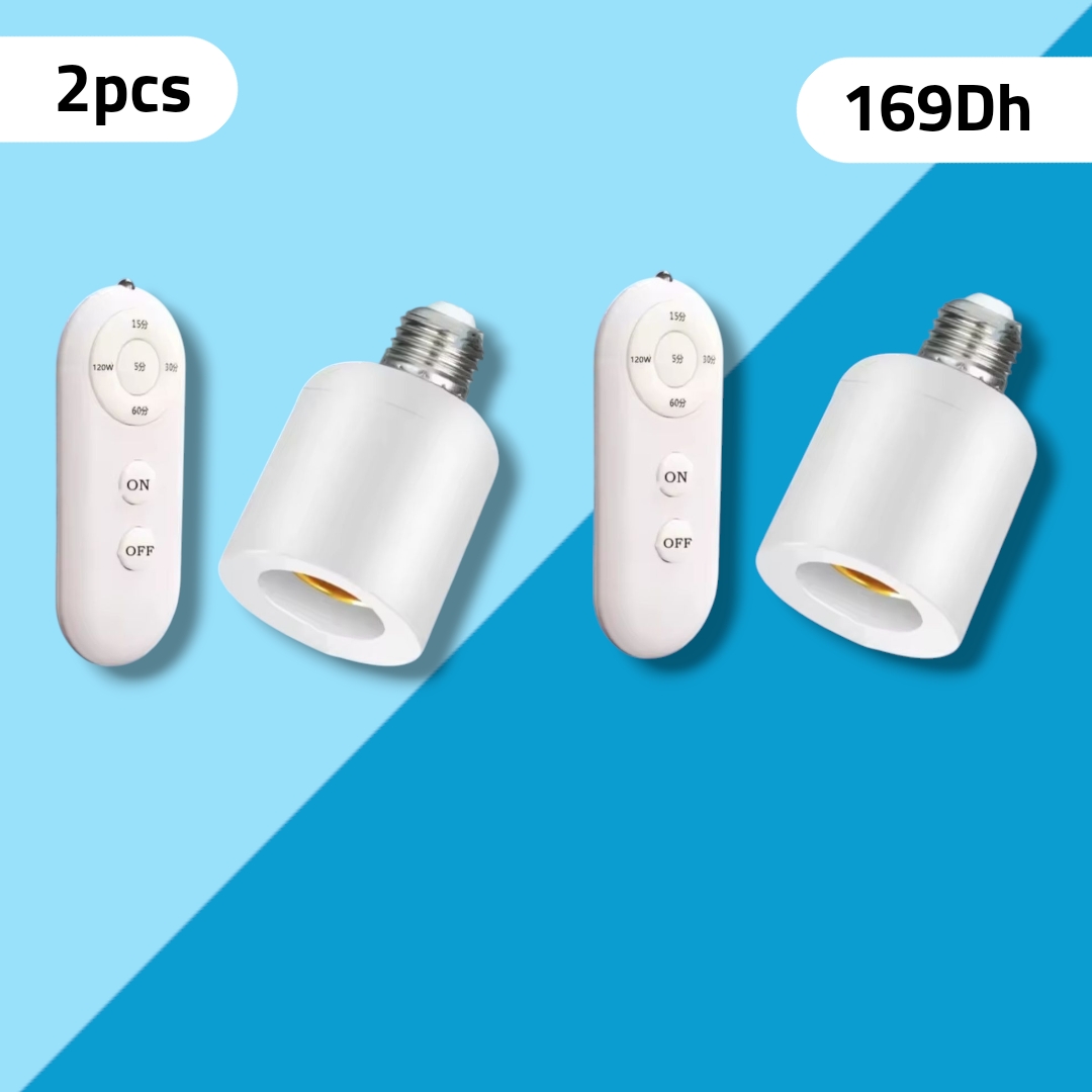 Pack 2Pcs Minuterie intelligente avec télécommande sans fil  support de lampe, interrupteur multi-lumière, pour chambre de bébé, chambre à coucher, maison