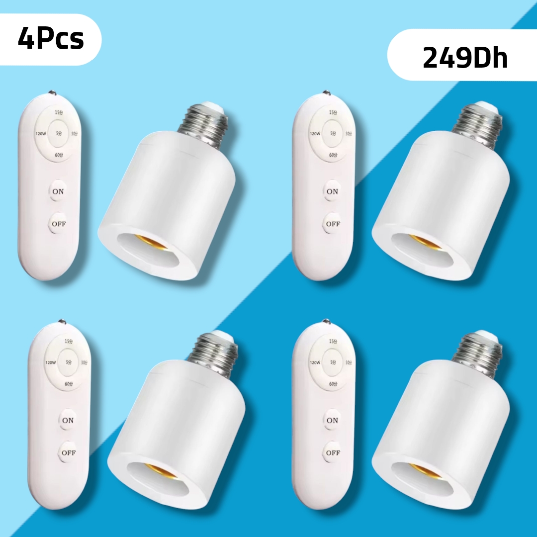 Pack 2Pcs Minuterie intelligente avec télécommande sans fil  support de lampe, interrupteur multi-lumière, pour chambre de bébé, chambre à coucher, maison