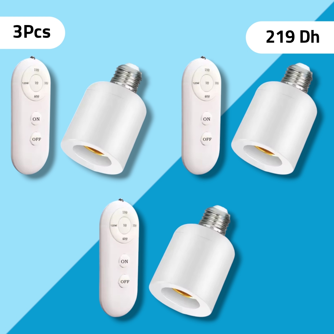 Pack 2Pcs Minuterie intelligente avec télécommande sans fil  support de lampe, interrupteur multi-lumière, pour chambre de bébé, chambre à coucher, maison