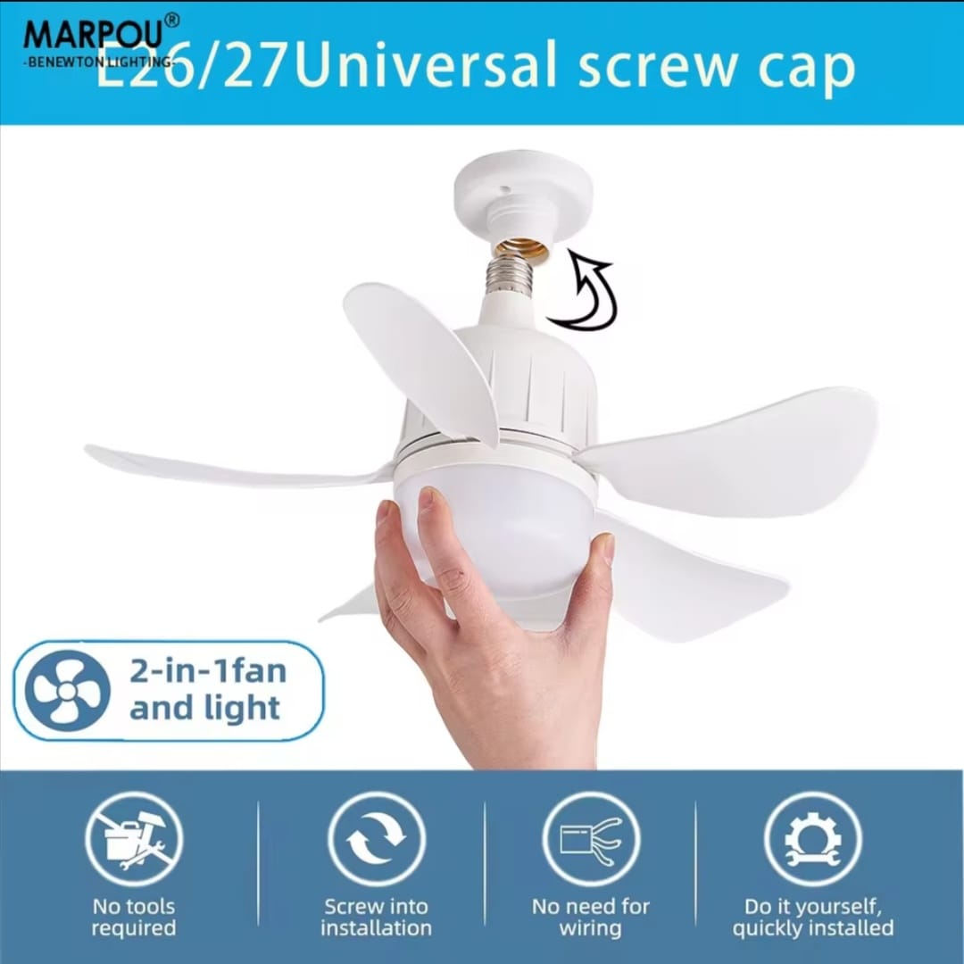 MARPOU E27 ventilateur de plafond lumière LED ampoule AC85 265V télécommande réglable muet 4 vitesses