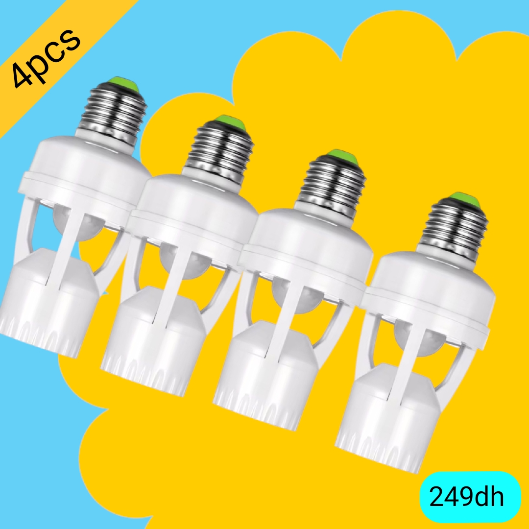 2pcs Support d'ampoule avec capteur de mouvement intelligent E27, adaptateur de capteur d'induction PIR, convertisseur de Base de lampe, interrupteur LED automatique AC 110V 220V