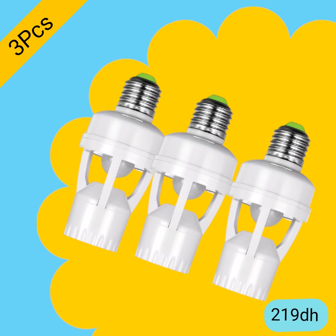 2pcs Support d'ampoule avec capteur de mouvement intelligent E27, adaptateur de capteur d'induction PIR, convertisseur de Base de lampe, interrupteur LED automatique AC 110V 220V