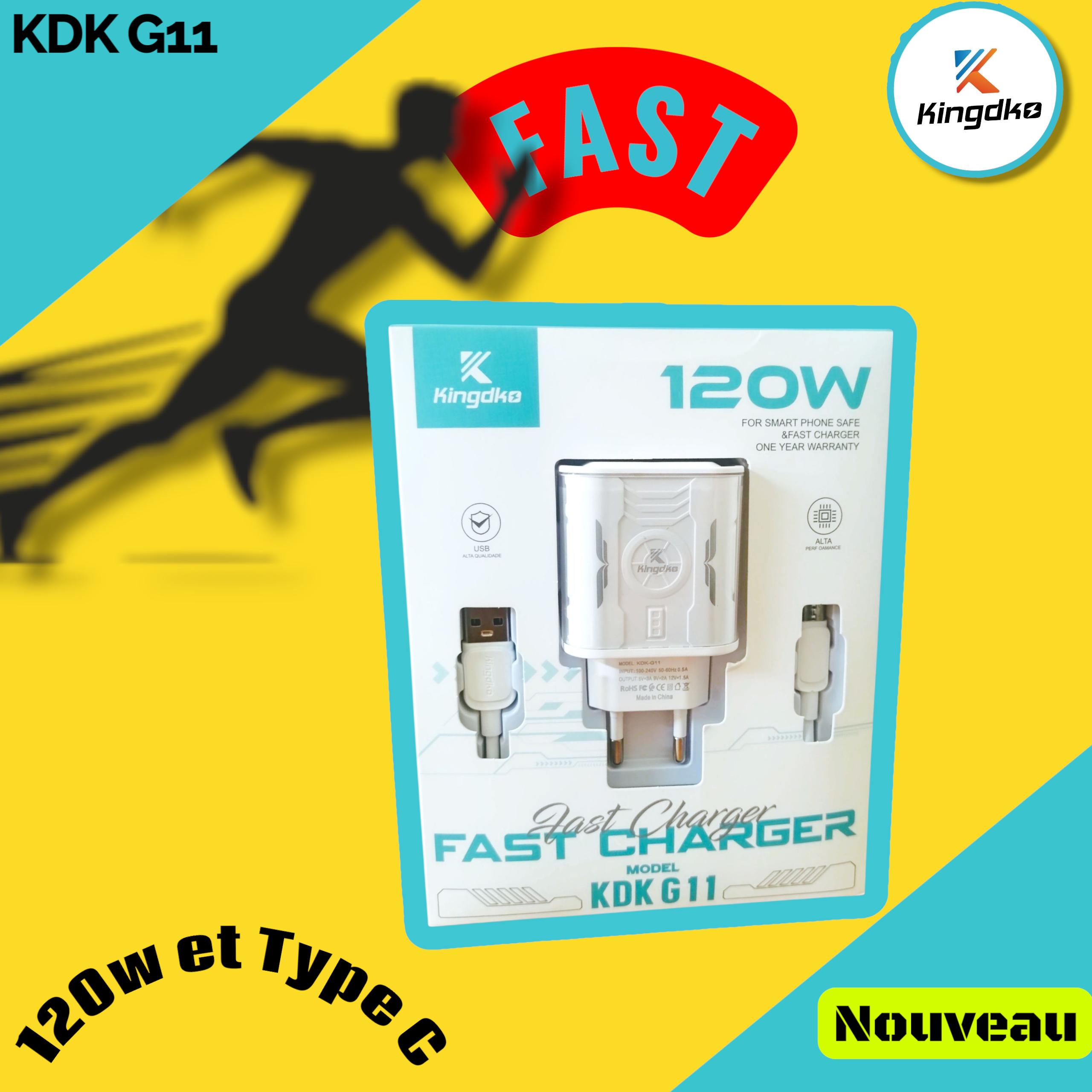 2 Chargeurs Kingdko KDK G11 Fast Charger