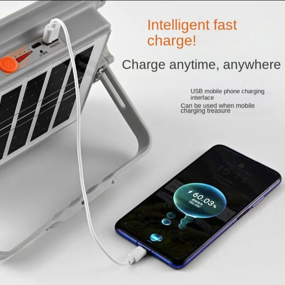 Lampe LED solaire chargée pour l'extérieur, portable et mobile, pour le marché de nuit, éclairage d'urgence, camping, jardins