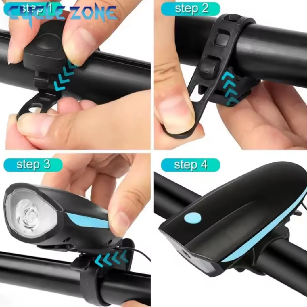 Phare LED de vélo et de trottinette avec klaxon , 3 modes de lumière