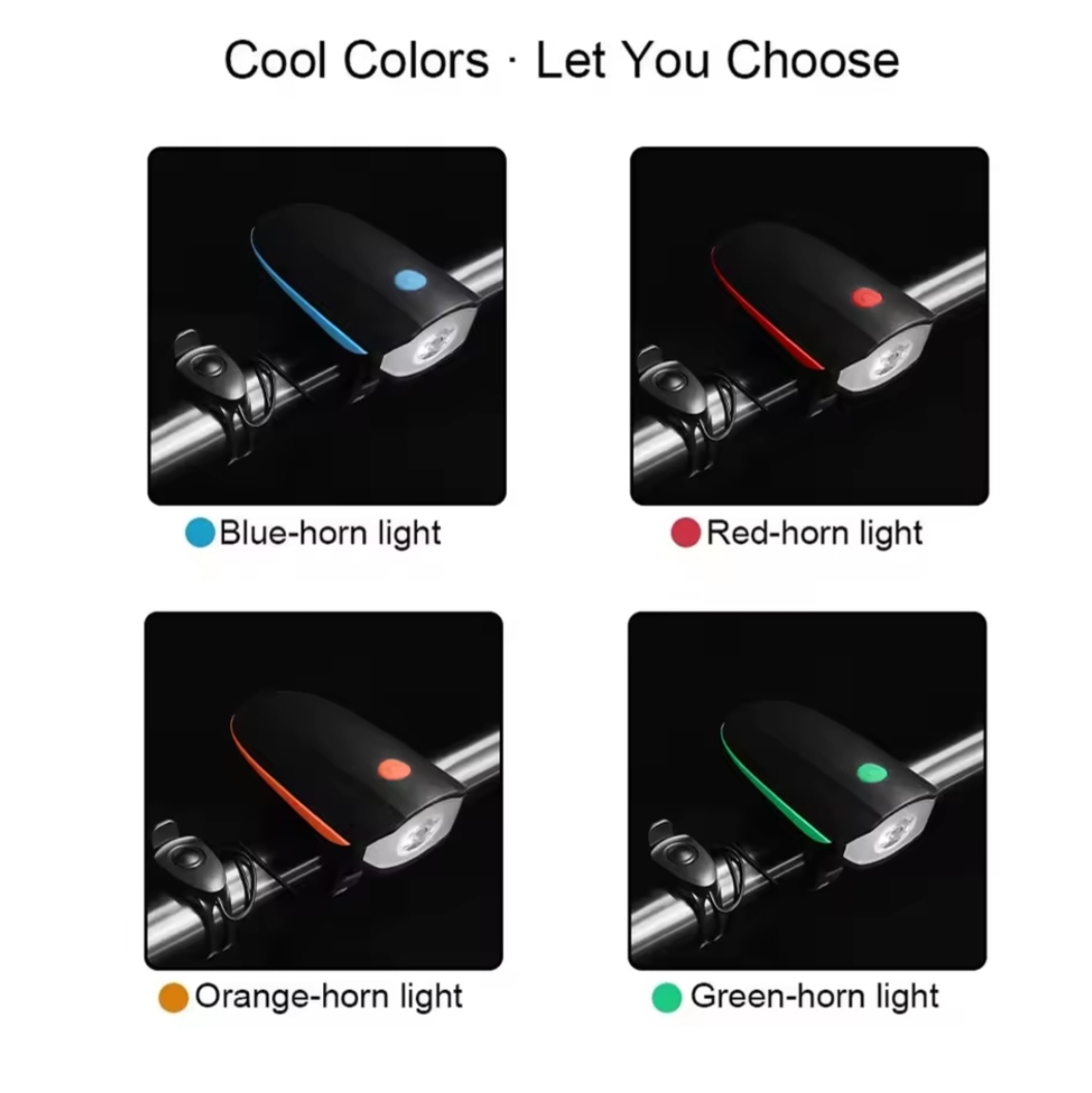 Phare LED de vélo et de trottinette avec klaxon , 3 modes de lumière