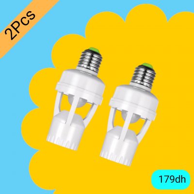 2pcs Support d'ampoule avec capteur de mouvement intelligent E27, adaptateur de capteur d'induction PIR, convertisseur de Base de lampe, interrupteur LED automatique AC 110V 220V