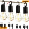 PACK 4PCS  Lampes de camping solaires extérieures, ampoules décoratives, crochets de chargement, lumières de tente rétro, lumières d'ambiance pour camps tungste