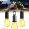 PACK 3PCS  Lampes de camping solaires extérieures, ampoules décoratives, crochets de chargement, lumières de tente rétro, lumières d'ambiance pour camps tungste