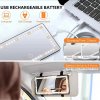 Miroir de vanté par soleil de voiture rechargeable avec 3 modes d'éclairage