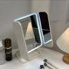 Miroir de maquillage à trois volets, lumières LED, miroir de dressing dortoir
