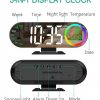 Digital Alarm Clock Voice Control 12/24H Format LED Mirror Clock 2 Alarms Temperature Display