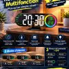 Digital Alarm Clock Voice Control 12/24H Format LED Mirror Clock 2 Alarms Temperature Display